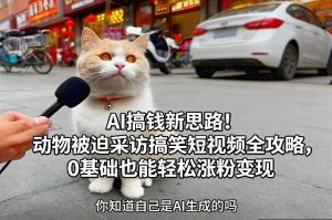AI搞钱新思路！动物被迫采访搞笑短视频全攻略，0基础也能轻松涨粉变现-世康聊项目