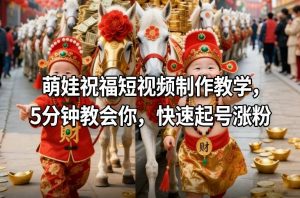萌娃祝福短视频制作教学，5分钟教会你，快速起号涨粉-世康聊项目