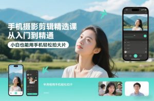 手机摄影剪辑精选课，从入门到精通，小白也能用手机轻松拍大片-世康聊项目