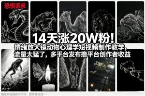14天涨20W粉！情绪放大镜动物心理学短视频制作教学，流量太猛了，多平台发布撸平台创作者收益-世康聊项目