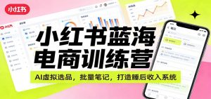小红书蓝海电商训练营：AI虚拟选品，批量笔记，打造睡后收入系统-世康聊项目