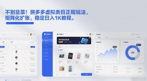 不割韭菜！拼多多虚拟类目正规玩法，矩阵化扩张，稳定日入1K教程【揭秘】-世康聊项目