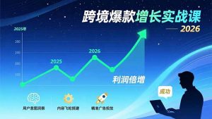 跨境爆款增长实战课，教授用户意图洞察、内容飞轮搭建、精准广告投放，助力卖家2026年利润倍增-世康聊项目