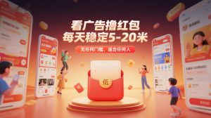 看广告撸红包，每天稳定5-20米，无任何门槛，适合任何人-世康聊项目