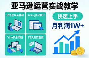 亚马逊运营实战教学，亚马逊平台+Listing优化+Vine秒杀+FBA发货等，快速上手，实现店铺月利润1W-世康聊项目