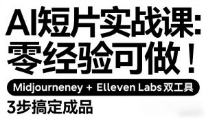 AI短片实战课：零经验可做，Midjourney+ElevenLabs双工具，3步搞定成品-世康聊项目
