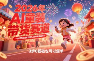 AI童装新春带货赛道，一部手机0成本狂销1.2万件喜提20W+，3步0基础也可以爆单-世康聊项目