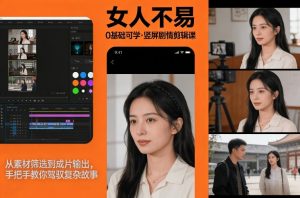 0基础可学！《女人不易》竖屏剧情剪辑课，从素材筛选到成片输出，手把手教你驾驭复杂故事-世康聊项目