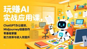玩赚AI实战应用课，ChatGPT办公提效、Midjourney绘画创作，零基础掌握，助力效率与收入双提升-世康聊项目