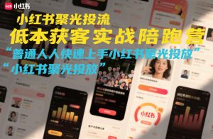 小红书聚光投流低成本获客实战陪跑营，普通人快速上手小红书聚光投放-世康聊项目