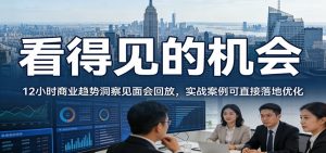 2026看得见的机会，12小时商业趋势洞察见面会回放，实战案例可直接落地优化-世康聊项目