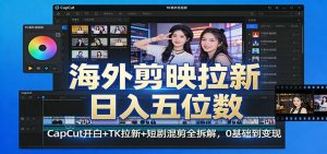 海外剪映拉新日入五位数：CapCut开白+TK拉新+短剧混剪全拆解，0基础到变现-世康聊项目