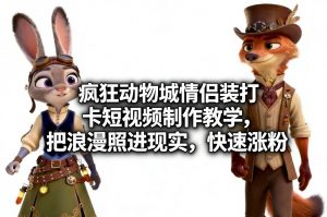 疯狂动物城情侣装打卡短视频制作教学，把浪漫照进现实，快速涨粉-世康聊项目