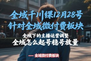 全域千川线下课12月28号，针对全域微付费板块，全域下的主播运营调整，全域怎么起号稳号放量-世康聊项目