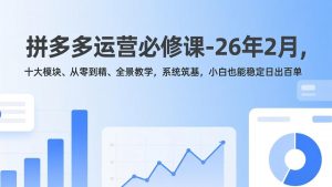 拼多多运营必修课-26年2月，十大模块、从零到精、全景教学，系统筑基，小白也能稳定日出百单-世康聊项目