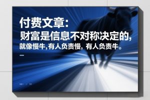付费文章：财富是信息不对称决定的，就像慢牛，有人负责慢，有人负责牛-世康聊项目