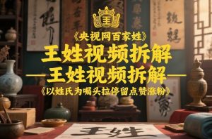 央视网百家姓–王姓视频拆解,以姓氏为噱头拉停留点赞涨粉-世康聊项目