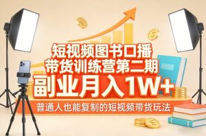 短视频图书口播带货训练营第二期,副业月入1W+,普通人也能复制的短视频带货玩法-世康聊项目