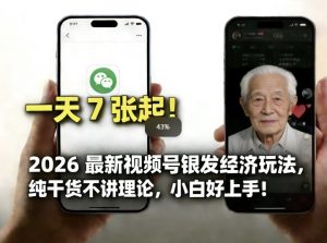 2026最新视频号银发经济玩法,轻松每天7张起,小白也可做-世康聊项目