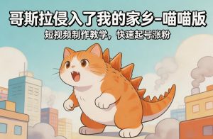 哥斯拉侵入了我的家乡–喵喵版短视频制作教学,快速起号涨粉-世康聊项目