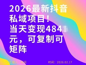 26年最新抖音私域玩法,当天变现4张+,可复制可粘贴,新手小白可做-世康聊项目