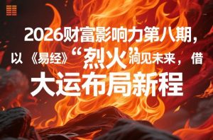 2026财富影响力第八期,以《易经》智慧洞见未来,借“离火”大运布局新程-世康聊项目