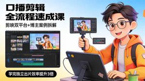 口播剪辑全流程速成课，剪映双平台+博主案例拆解，学完独立出片效率提升3倍-世康聊项目