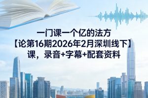 一门课一个亿的法方论第16期2026年2月深圳线下课,录音+字幕+配套资料-世康聊项目