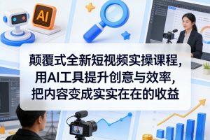 颠覆式全新短视频实操课程,用AI工具提升创意与效率,把内容变成实实在在的收益-世康聊项目