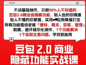 豆包2.0商业隐藏功能实战课2026,1个功能解决1个实际生意问题,学完就能用-世康聊项目
