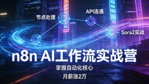 n8n AI工作流实战营,节点处理+API连通+Sora2实战,掌握自动化核心月薪涨2万-世康聊项目