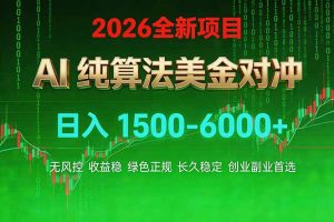 2026 全新美金对冲项目，不套平台赠金，不封号，纯算法对冲，日入 1500-6000+-世康聊项目