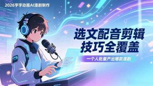 2026字字动画AI漫剧制作-1期，选文配音剪辑技巧全覆盖，一个人就能批量产出爆款漫剧-世康聊项目