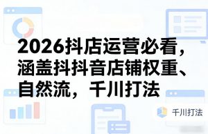 2026抖店运营必看,涵盖抖音店铺权重、自然流,千川打法-世康聊项目