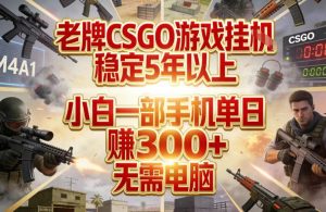老牌CSGO游戏挂G,稳定5年以上,小白一部手机单日賺3张+,无需电脑【揭秘】-世康聊项目