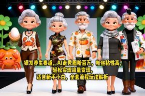 银发养生赛道，AI走秀圈粉百万，粉丝粘性高，轻松实现流量变现，适合新手小白，全套流程玩法解析-世康聊项目