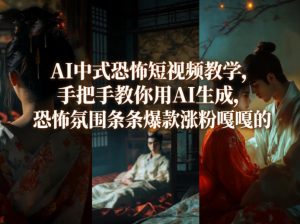 AI中式恐怖短视频教学,手把手教你用AI生成,恐怖氛围条条爆款涨粉嘎嘎的-世康聊项目