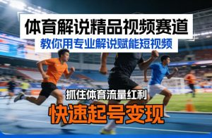 体育解说精品视频赛道,教你用专业解说赋能短视频,抓住体育流量红利,快速起号变现-世康聊项目
