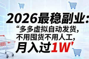 2026最稳副业:多多虚拟自动发货,不用囤货不用人工,月入过1W【揭秘】-世康聊项目