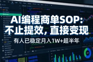 AI编程商单SOP,AI编程不能只给工作提效,还要直接变现,有人已经稳定月入1W+半年了-世康聊项目