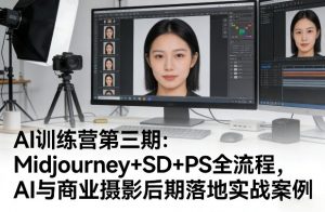 AI训练营第三期:Midjourney+SD+PS全流程,AI与商业摄影后期落地实战案例-世康聊项目
