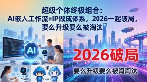 超级个体终极组合:AI嵌入工作流+IP做成体系,2026一起破局,要么升级要么被淘汰-世康聊项目