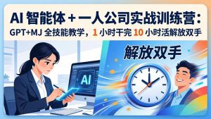 AI 智能体 + 一人公司实战训练营：GPT+MJ 全技能教学，1 小时干完 10 小时活解放双手-世康聊项目