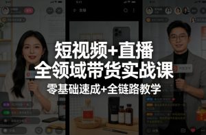 短视频+直播全领域带货实战课，零基础速成+全链路教学-世康聊项目