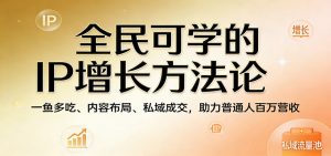 全民可学的IP增长方法论：一鱼多吃、内容布局、私域成交，助力普通人百万营收-世康聊项目