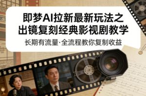 即梦AI拉新最新玩法之出镜复刻经典影视剧教学，长期有流量，全流程教你复制收益-世康聊项目