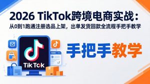 2026TikTok跨境电商实战：从0到1跑通注册选品上架，出单发货回款全流程手把手教学-世康聊项目