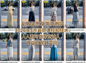 AI服装图文带货教学，2026年3月最新课程和技术，人人都可做带货达人，收益可观好变现-世康聊项目