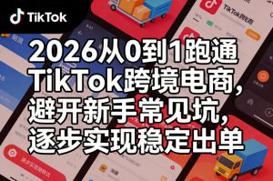 2026从0到1跑通TikTok跨境电商，避开新手常见坑，逐步实现稳定出单-世康聊项目