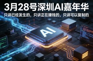 3月28号深圳AI嘉年华,只讲已经发生的,只讲正在賺钱的,只讲可以复制的-世康聊项目